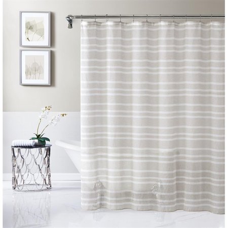 GFANCY FIXTURES 72 x 70 x 1 in. Taupe & White Striped Shower Curtain GF2628017